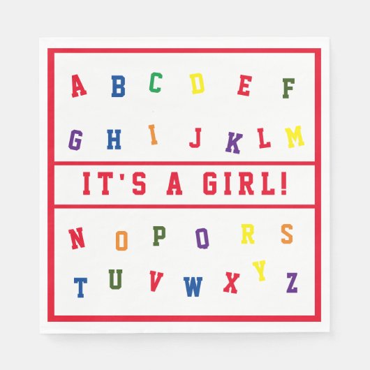 Serviette En Papier Papier Baby shower ABC Napkin (Devant)