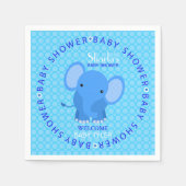 Serviette En Papier Papier Baby shower bleu éléphant (Devant)