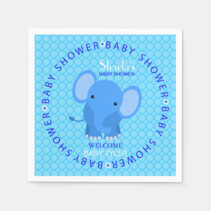 Serviette En Papier Papier Baby shower bleu éléphant