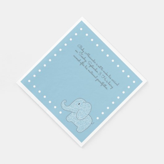 Serviette En Papier Papier Baby shower bleu éléphant garçon Napkin (Coin)