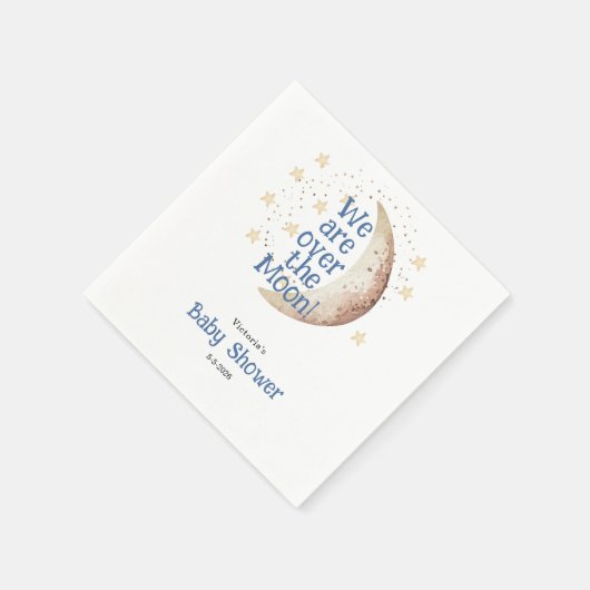 Serviette En Papier Papier Baby shower Blue Boy Moon Napkin (Coin)