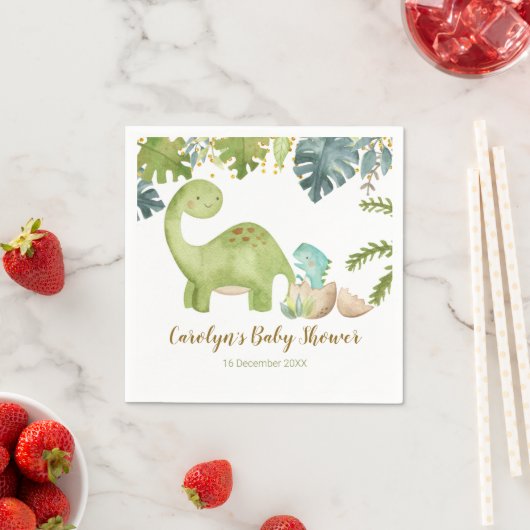 Serviette En Papier Papier Baby shower Boy Dinosaur (En situation)