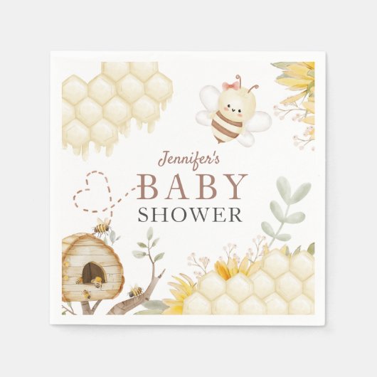 Serviette En Papier Papier Baby shower Bumble Bee (Devant)