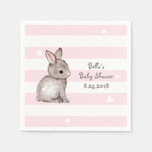 Serviette En Papier Papier Baby shower Bunny Pink Stripes
