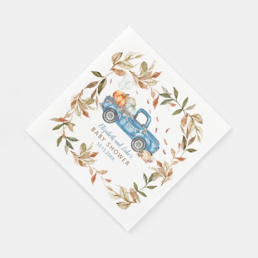 Serviette En Papier Papier Baby shower Citrouille bleu (Coin)