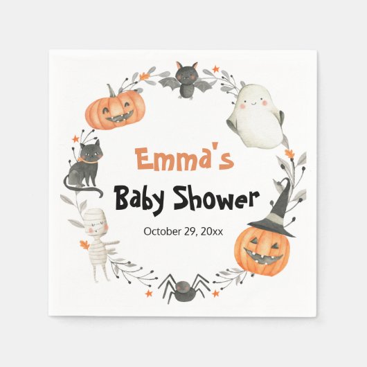 Serviette En Papier Papier Baby shower Citrouille Halloween Napkin (Devant)