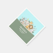 Serviette En Papier Papier Baby shower couleur vert et blanc (Coin)