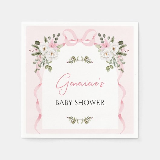Serviette En Papier Papier Baby shower Croquette Rose Bow Arche (Devant)