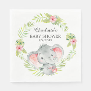 Serviette En Papier Papier Baby shower de la Jungle Girl Elephant Napk