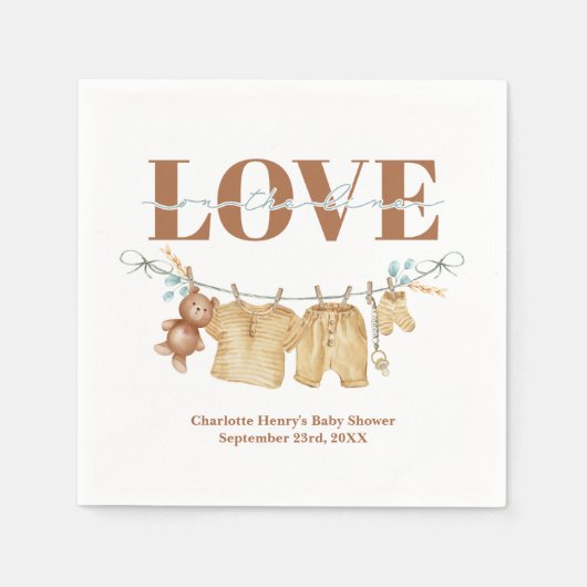 Serviette En Papier Papier Baby shower de ligne (Devant)