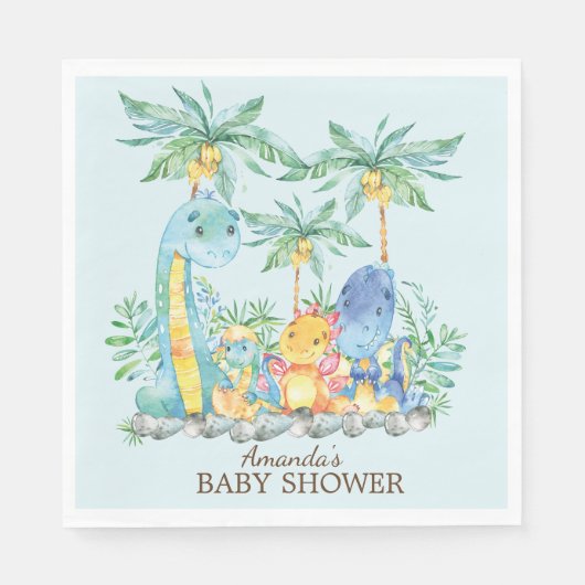 Serviette En Papier Papier Baby shower Dinosaures serviettes (Devant)