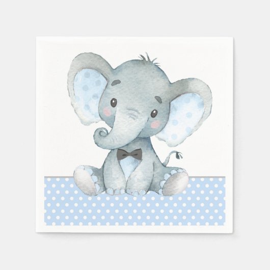 Serviette En Papier Papier Baby shower éléphant garçon (Devant)