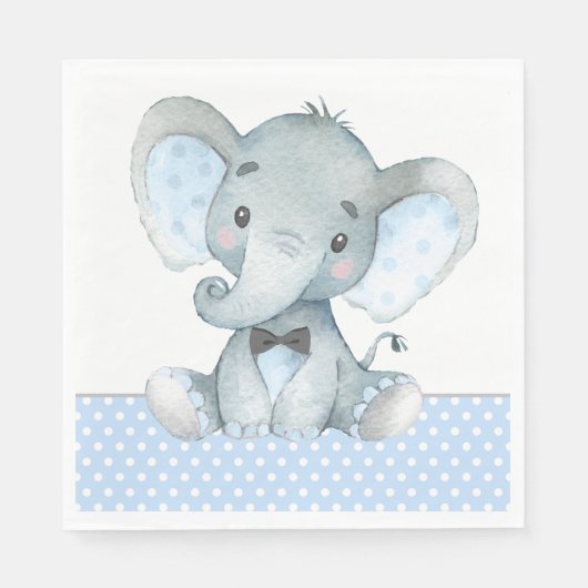 Serviette En Papier Papier Baby shower éléphant garçon (Devant)