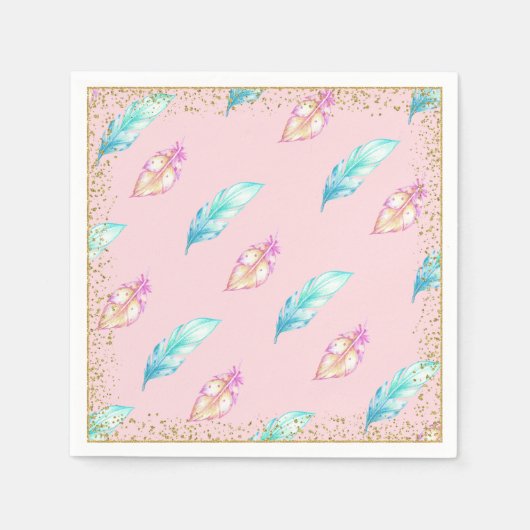 Serviette En Papier Papier Baby shower en plumes Boho (Devant)