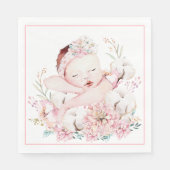Serviette En Papier Papier Baby shower Fille Aquarelle (Devant)
