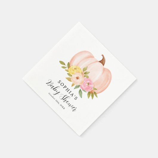 Serviette En Papier Papier Baby shower fille Citrouille rose (Coin)