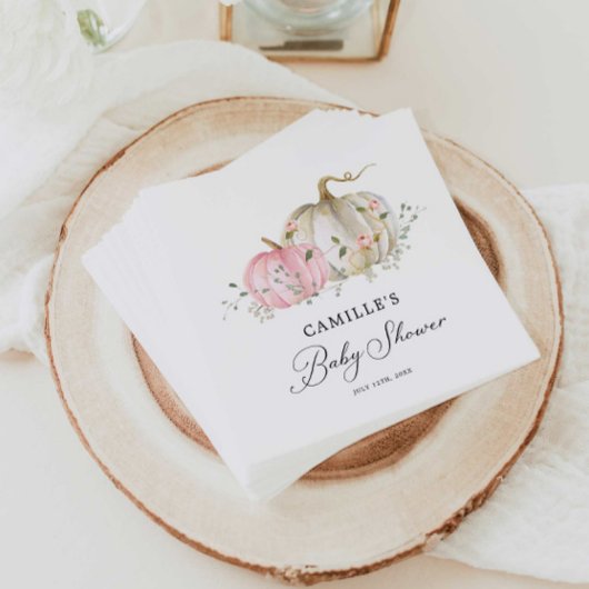 Serviette En Papier Papier Baby shower fille Citrouille rose