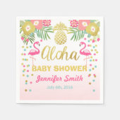Serviette En Papier Papier Baby shower Flamant rose Aloha Tropical Nap (Devant)