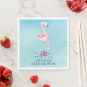 Serviette En Papier Papier Baby shower Flamant rose rose serviettes (En situation)