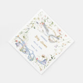 Serviette En Papier Papier Baby shower Fleur sauvage à ruban cigogne (Coin)