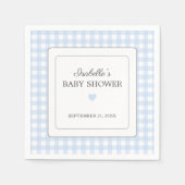 Serviette En Papier Papier Baby shower  Garçon bleu En vichy (Devant)