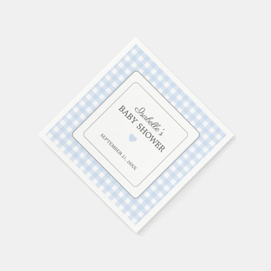 Serviette En Papier Papier Baby shower  Garçon bleu En vichy (Coin)