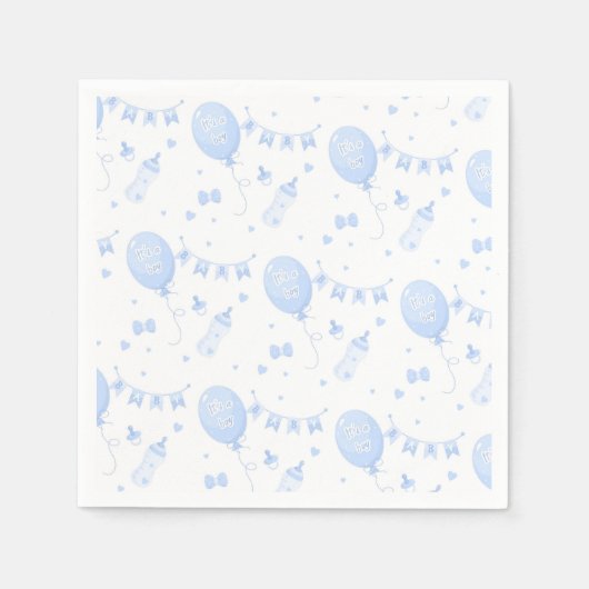 Serviette En Papier Papier Baby shower garçon Napkin avec ballons (Devant)