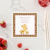 Serviette En Papier Papier Baby shower Giraffe rose fille (En situation)