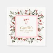 Serviette En Papier Papier Baby shower hiver verdoyant (Devant)