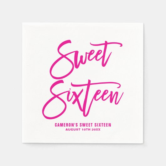 Serviette En Papier Papier Baby shower Lettré Magenta I (Devant)