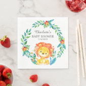 Serviette En Papier Papier Baby shower Lion Jungle (En situation)