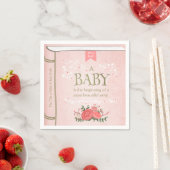 Serviette En Papier Papier Baby shower livre de conte Napkin rose fill (En situation)