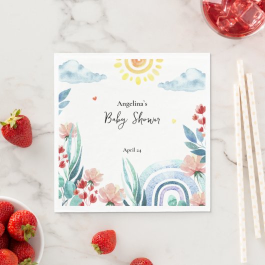 Serviette En Papier Papier baby shower Napkin avec design. (En situation)