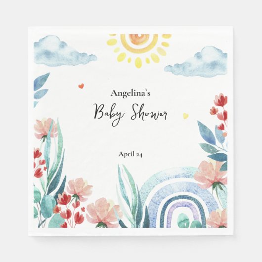 Serviette En Papier Papier baby shower Napkin avec design. (Devant)