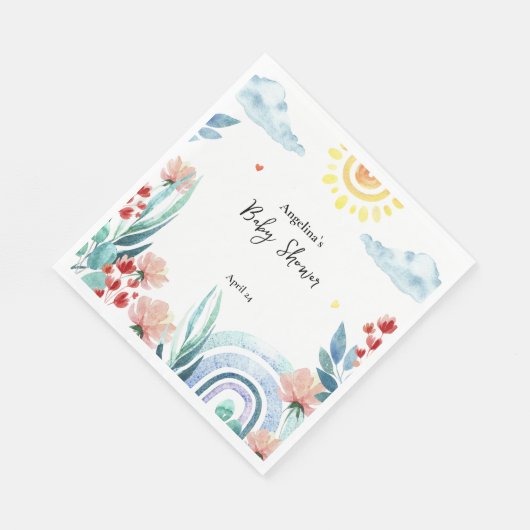 Serviette En Papier Papier baby shower Napkin avec design. (Coin)