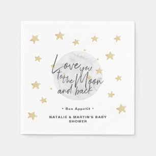 Serviette En Papier Papier Baby shower neutre à la lune et au dos
