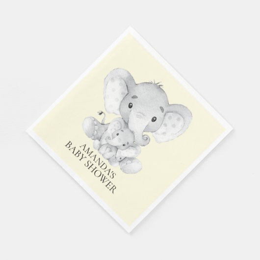 Serviette En Papier Papier Baby shower neutre éléphant (Coin)
