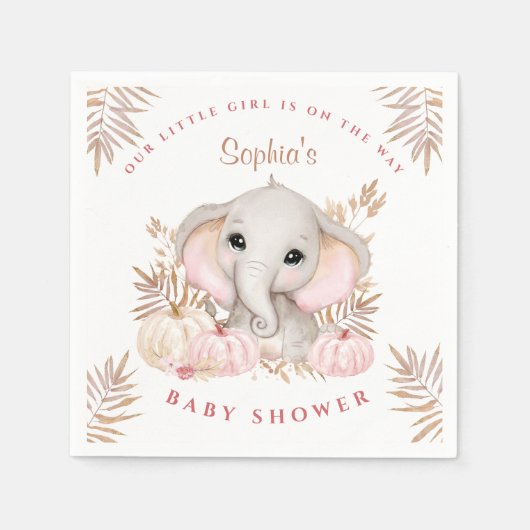 Serviette En Papier Papier Baby shower pour fille automnale (Devant)