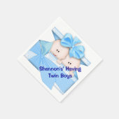 Serviette En Papier Papier Baby shower pour garçon jumeaux (Coin)