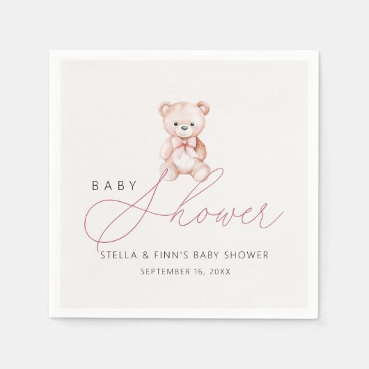 Serviette En Papier Papier Baby shower pour ours en peluche (Devant)
