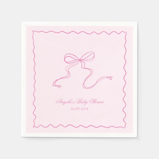 Serviette En Papier Papier Baby shower rose cabot ondulé Napkin (Devant)