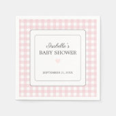 Serviette En Papier Papier Baby shower rose En vichy fille Napkin (Devant)