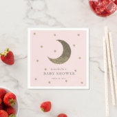 Serviette En Papier Papier Baby shower rose pâle Lune & Étoiles (En situation)
