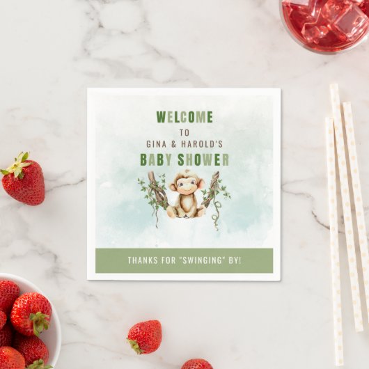 Serviette En Papier Papier Baby shower singe (En situation)
