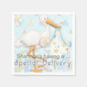 Serviette En Papier Papier Baby shower Stork Blue Boy (Devant)