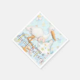 Serviette En Papier Papier Baby shower Stork Blue Boy