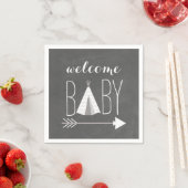 Serviette En Papier Papier Baby shower Tipi blanc (En situation)