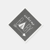 Serviette En Papier Papier Baby shower Tipi blanc (Coin)