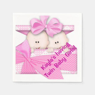 Serviette En Papier Papier Baby shower Twin Girl