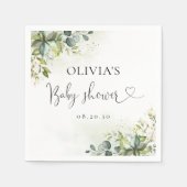 Serviette En Papier Papier Baby shower vert Napkin (Devant)